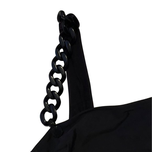 Stella McCartney One Piece Swimsuit Small Black Falabella Chain Detail Italy NEW - Picture 7 of 16